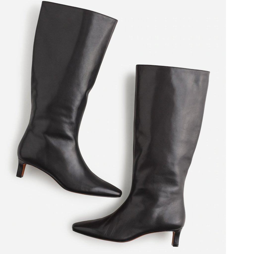 Madewell Women's Dimes Knee High Kitten Heel Tall Black Boots Size 9 New